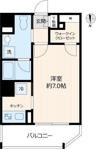 LOG赤塚(1K/4階)の間取り写真
