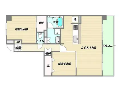 グランドムール玉造III(2LDK/7階)の間取り写真