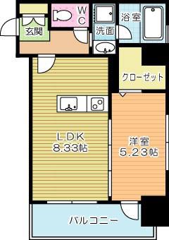 北九州モノレール 平和通駅 徒歩3分 11階建 築5年(1LDK/10階)の間取り写真