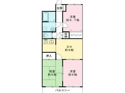 イーストリッチ(3DK/2階)の間取り写真