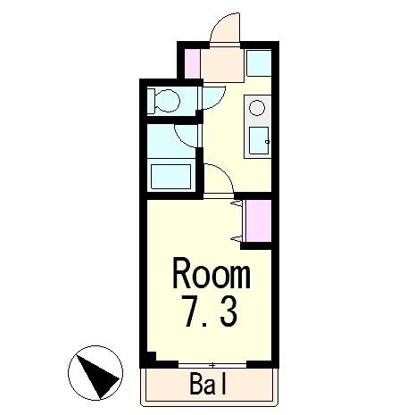 ひまわり壱番館(1K/4階)の間取り写真