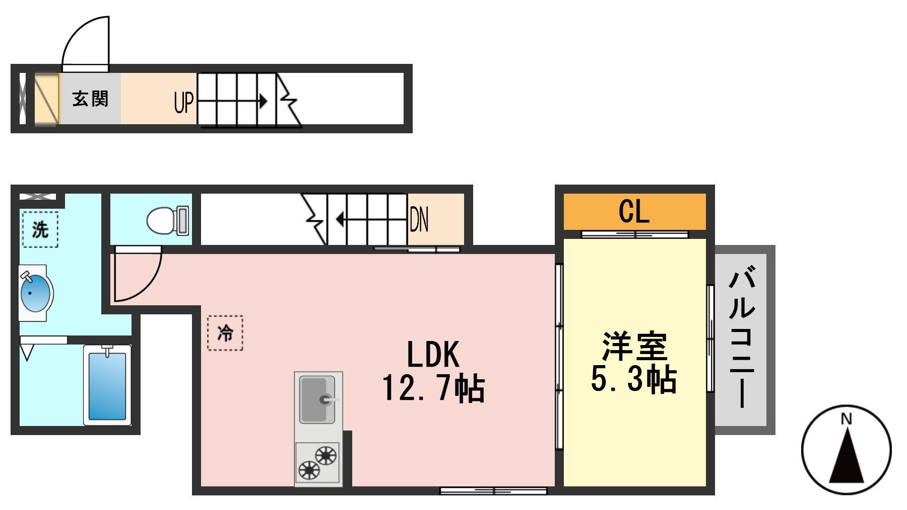 カーム カモミール(1LDK/2階)の間取り写真