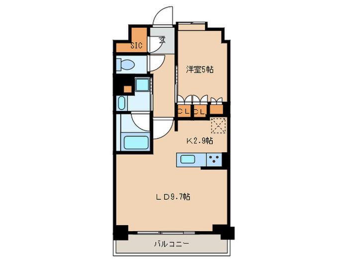 メゾンカルム市谷仲之町(1LDK/2階)の間取り写真