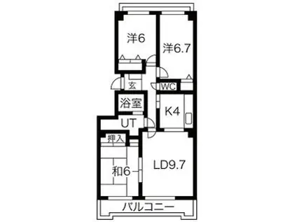 ラ・ヴィレット城屋敷(3LDK/2階)の間取り写真