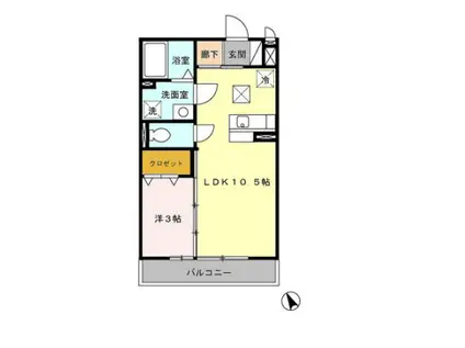 ディアコートKH II棟(1LDK/1階)の間取り写真