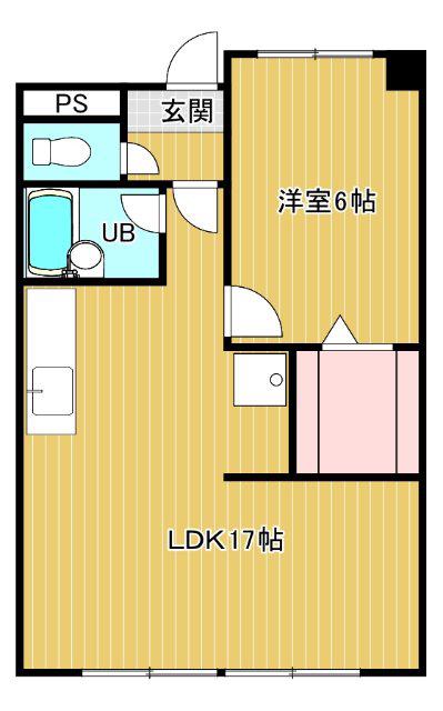 桑島ビルA(1LDK/2階)の間取り写真