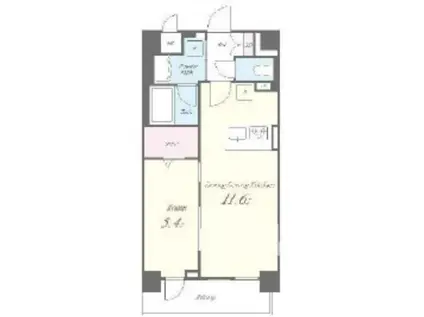 フェリシータ戸山(1K/6階)の間取り写真