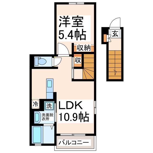 フォレストヒルズ出町(1LDK/2階)の間取り写真