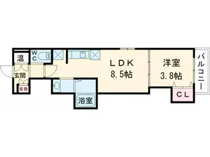 マリブガーデン堺駅前(1LDK/3階)の間取り写真