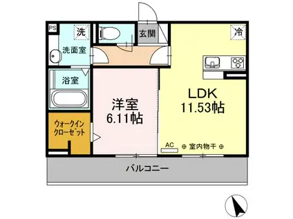 D-ROOM渋見町(1LDK/3階)の間取り写真