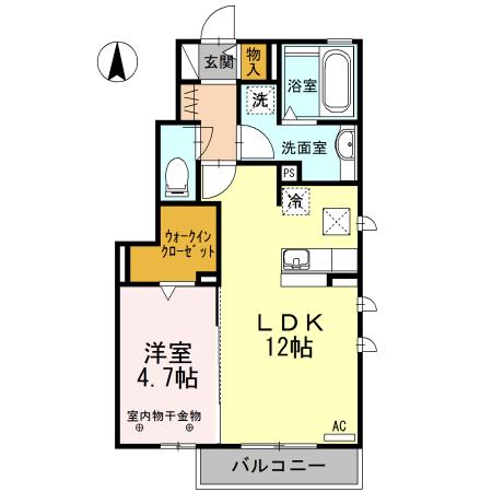 プランドールH(1LDK/1階)の間取り写真