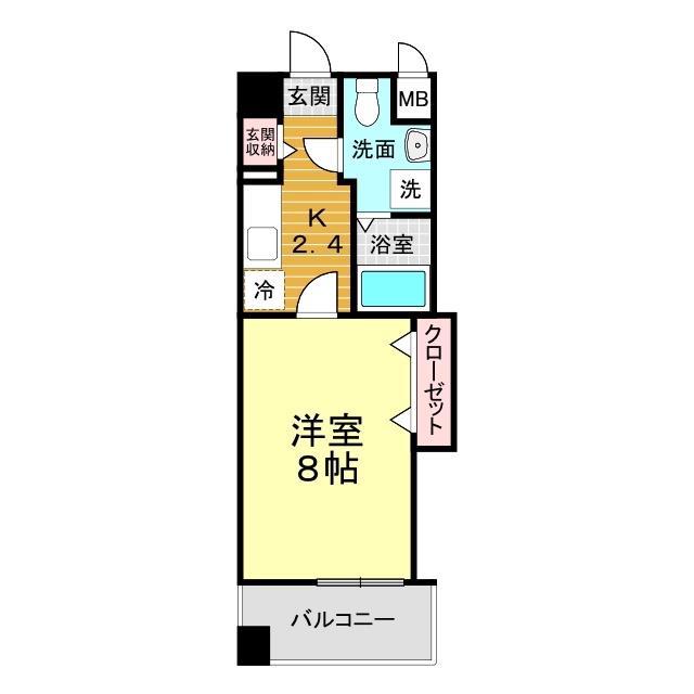 プレジール K(1K/3階)の間取り写真