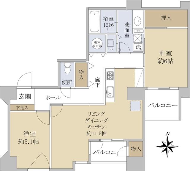 ディアハイム赤羽南館(2LDK/1階)の間取り写真