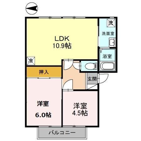 フレグランス メイビー A棟(2LDK/1階)の間取り写真