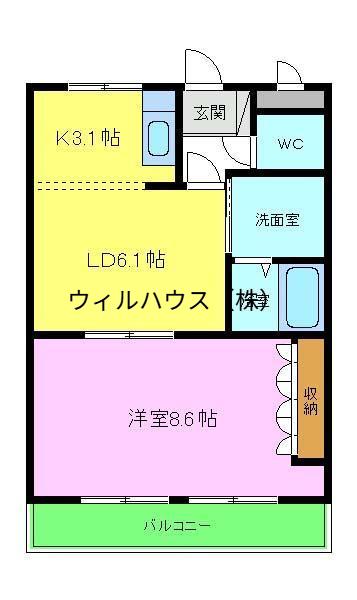 LIVELY HEIME(1LDK/2階)の間取り写真