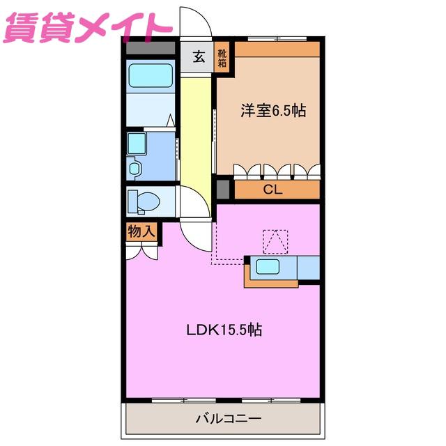 アシューレA棟(1LDK/1階)の間取り写真