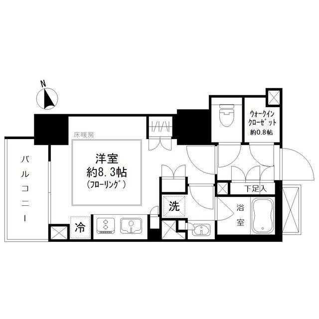 パークリュクス虎ノ門(ワンルーム/7階)の間取り写真