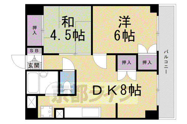東和ハイツ(2DK/4階)の間取り写真