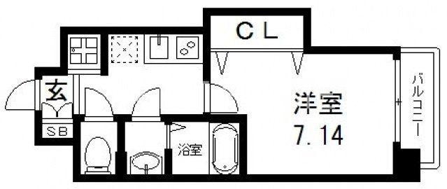 LUXE布施駅前(1K/8階)の間取り写真