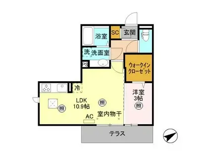 レジデンス リアン(1LDK/1階)の間取り写真