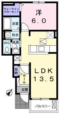 ラフレシール(1LDK/1階)の間取り写真