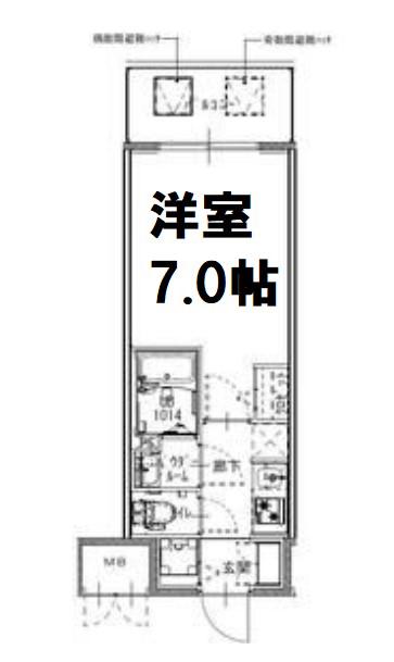 S-RESIDENCE難波大国町UNO(1K/14階)の間取り写真