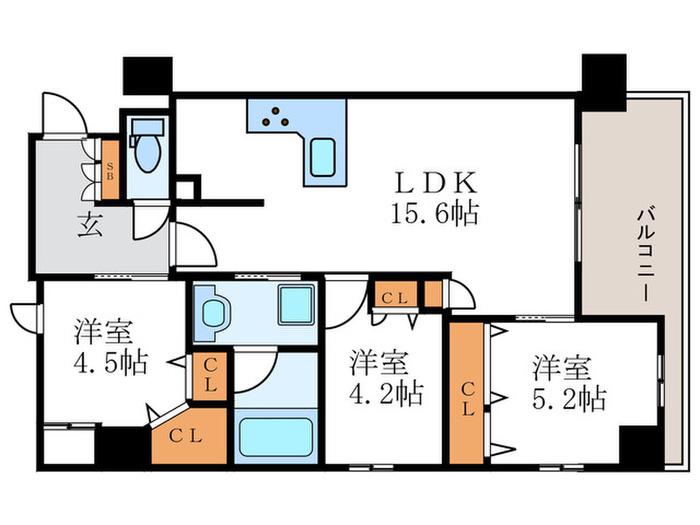 プレサンスロジェ京都御所西(3LDK/2階)の間取り写真