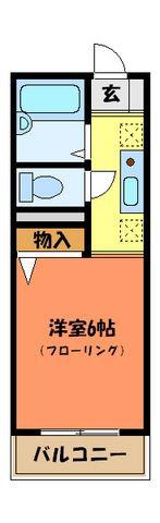 ハーベストB棟(1K/2階)の間取り写真