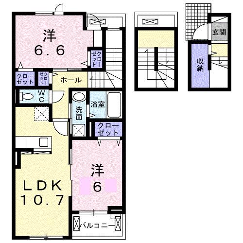 ニューマリッチ西岡(2LDK/3階)の間取り写真