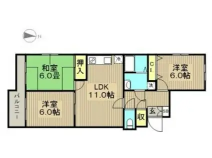 シェ・ソワ(3LDK/3階)の間取り写真