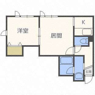 パームハイツ(1LDK/2階)の間取り写真