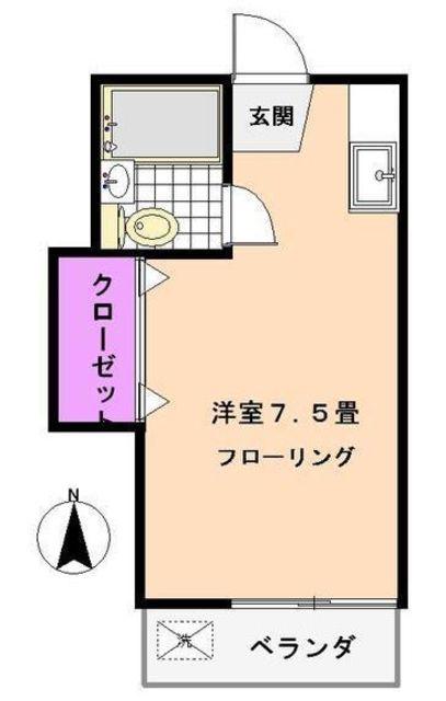 ウエストアパートメント(ワンルーム/2階)の間取り写真