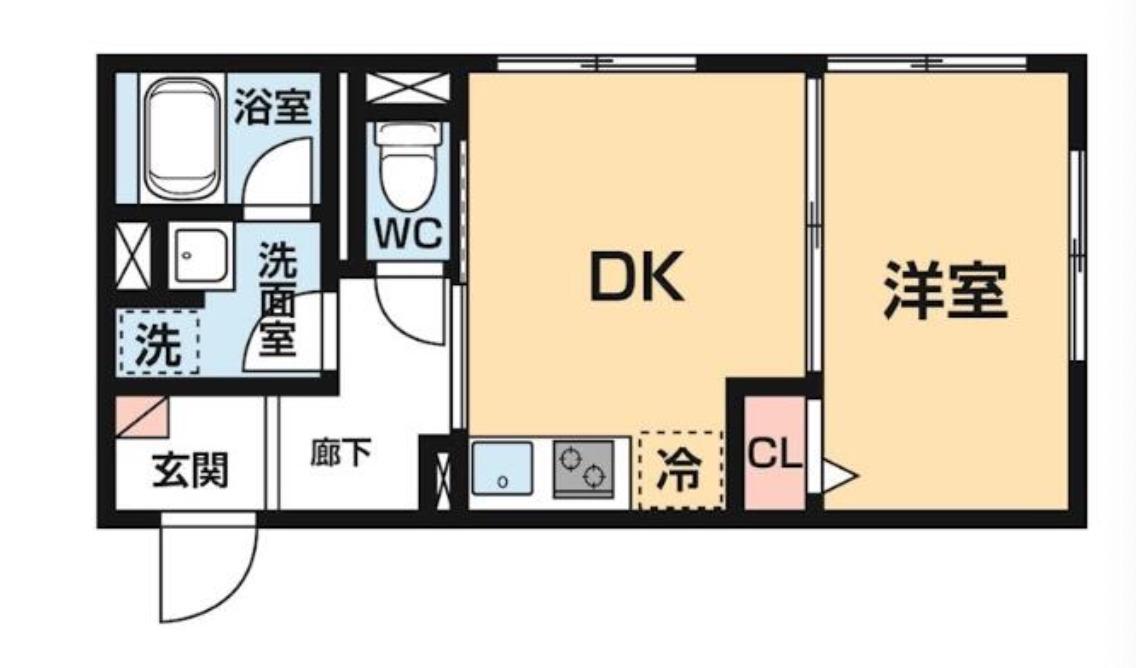 ハーモニーフラッツ神楽坂(1DK/2階)の間取り写真