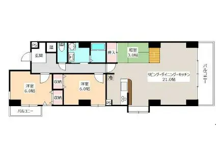 メイプルハウス(2LDK/2階)の間取り写真