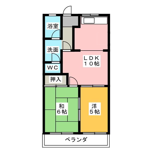 元町ハウスやかた(2LDK/2階)の間取り写真