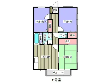 ローゼンハイム 202号(3DK/2階)の間取り写真