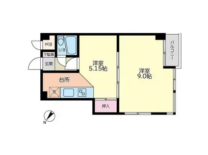 タス北久里浜(2K/3階)の間取り写真