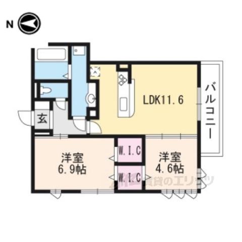 プレジール平安(2LDK/3階)の間取り写真
