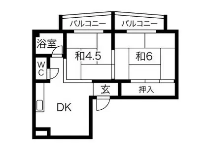 メゾン中島(2DK/1階)の間取り写真