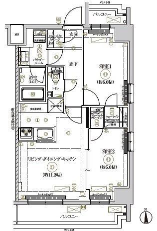 RELUXIA TOKYO ノース GATE(2LDK/1階)の間取り写真