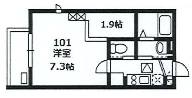プランドール八潮(1K/1階)の間取り写真