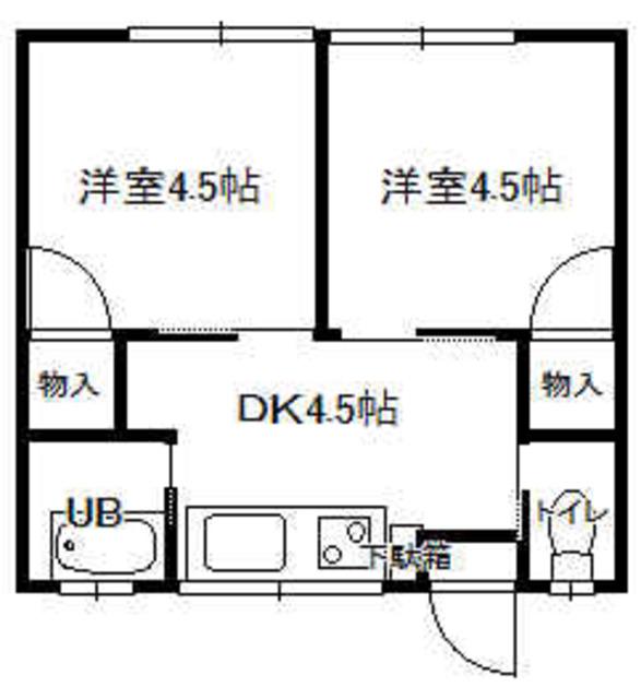 さくら荘(2DK/2階)の間取り写真