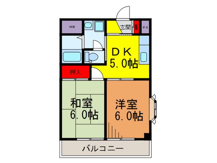 JOY 1ST(2DK/2階)の間取り写真