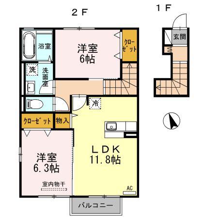 エムアンドエス水道町(2LDK/2階)の間取り写真
