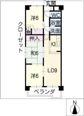 コンフォート中村公園(3LDK/3階)の間取り写真