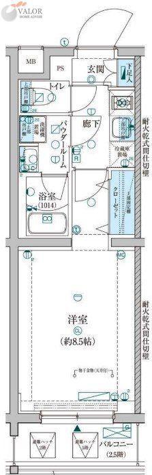 ARCOBALENO MUSASHIKOSUGI(1K/2階)の間取り写真