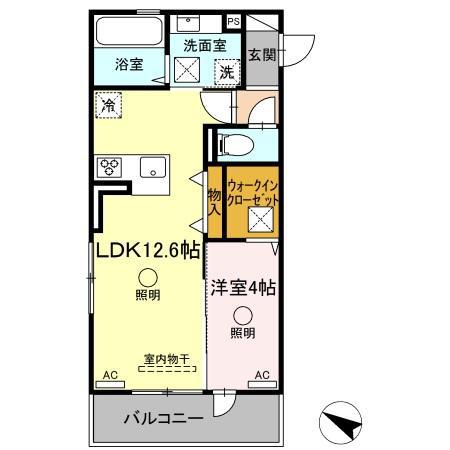 ラ・メゾン アン(1LDK/1階)の間取り写真