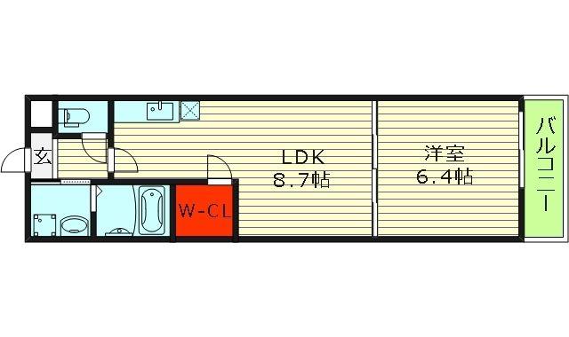 フジパレス城東永田(1LDK/1階)の間取り写真