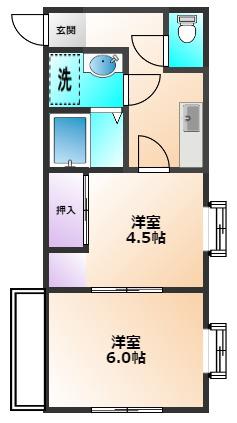 メゾン和田(2K/2階)の間取り写真