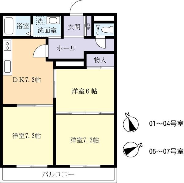 天川グリーンハイツ(3DK/1階)の間取り写真